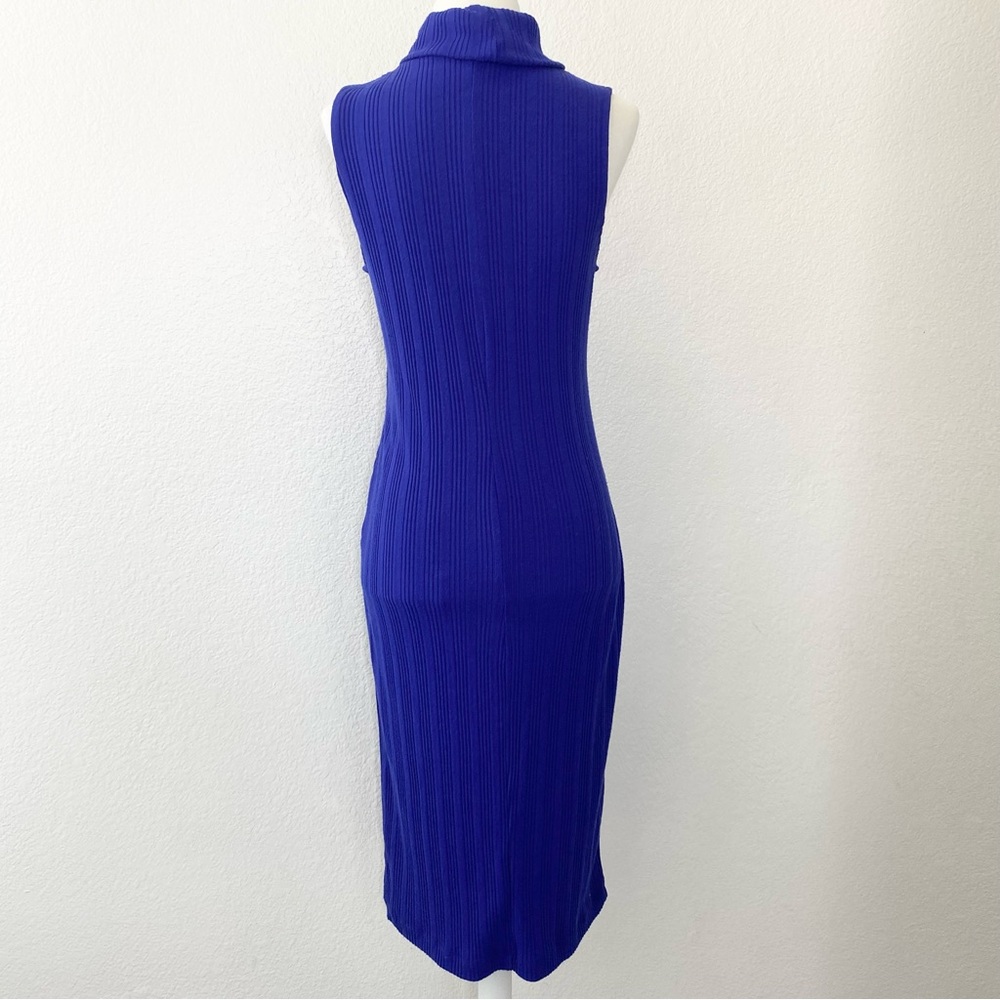 NINE WEST Midi Blue Ribbed Dress - Picture 2 of 6